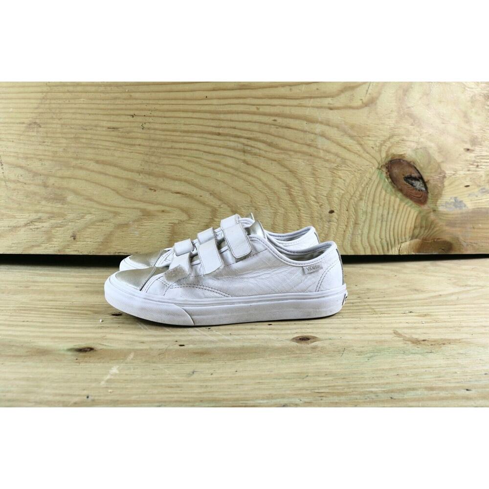 Vans Womens Sneakers Sz 8.5 Off The Wall V3 White Leather 3 Straps Athletic